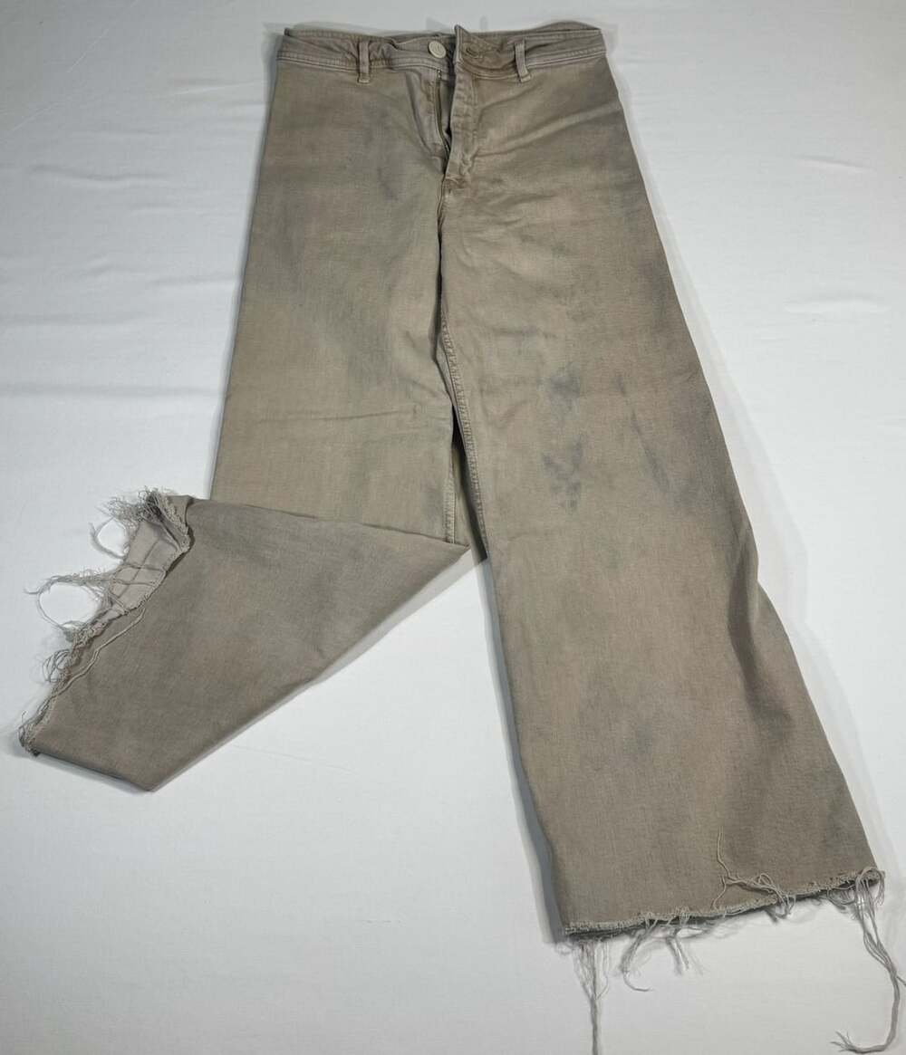 Zara The Marine Straight Pants Size 10 Beige Raw Hem